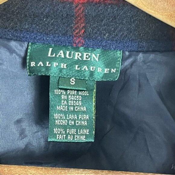 Lauren Ralph Lauren 100% Pure Wool Full Zip Jacket Navy Red plaid Women's Small - Picture 6 of 10